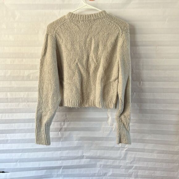 ZARA Pale Gray Cropped Super Soft Sweater Women's Size Small Cozy Knit Pullover - Picture 2 of 5